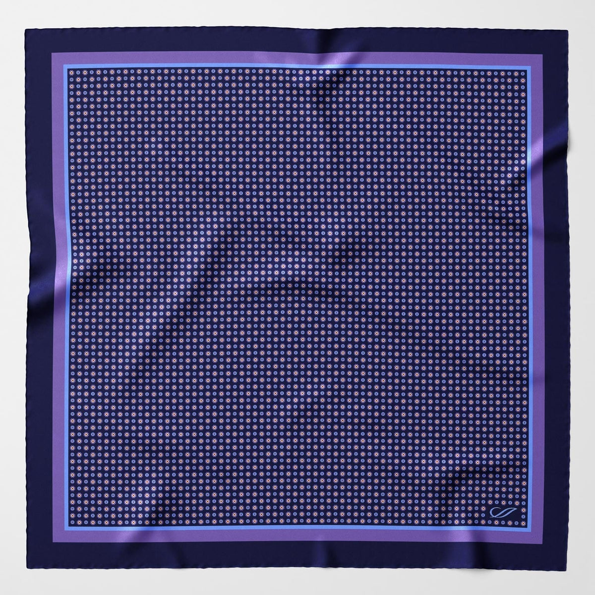 Mens Italian Silk Neckerchief - Navy &amp; Purple