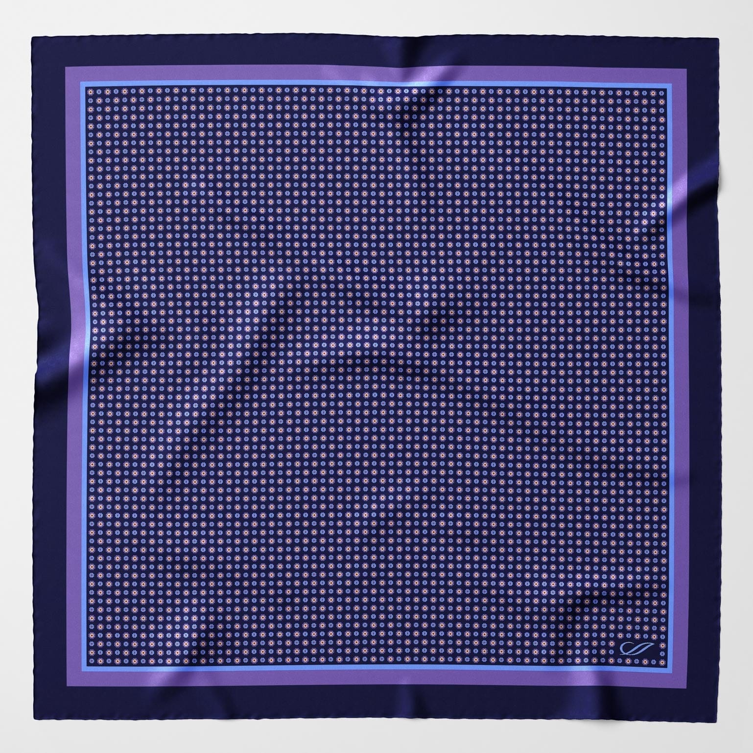 Mens Italian Silk Neckerchief - Navy & Purple