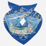 Blue Floral Italian Silk Square Scarf