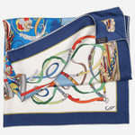 Designer Italian Silk Square Scarf - Blue