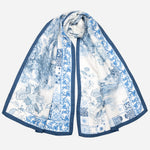 Women's Blue Italian Long Silk Scarf