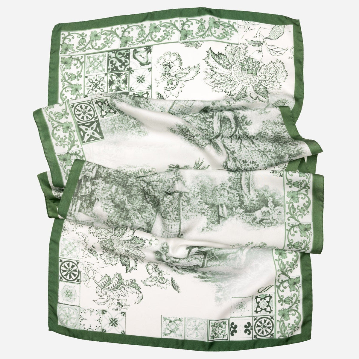 Women's Green Italian Long Silk Scarf