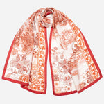 Women's Red Toile de Jouy Italian Silk Scarf