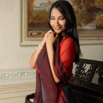 Best red burgundy Italian silk shawl wrap for evenings