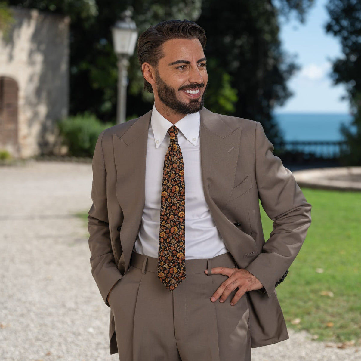 Black Floral Madder Silk Tie