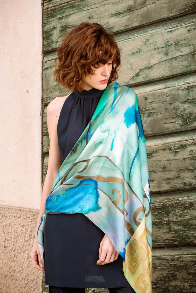 silk satin evening wrap shawl made in Italy