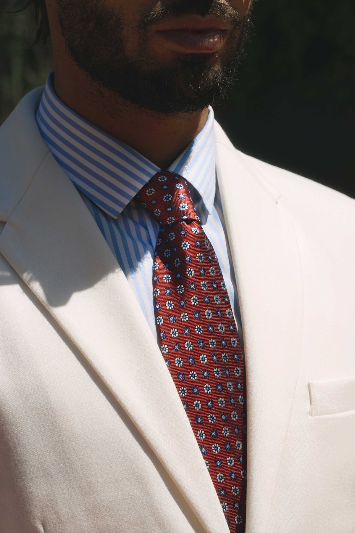 Red handmade luxury Italian silk tie for men