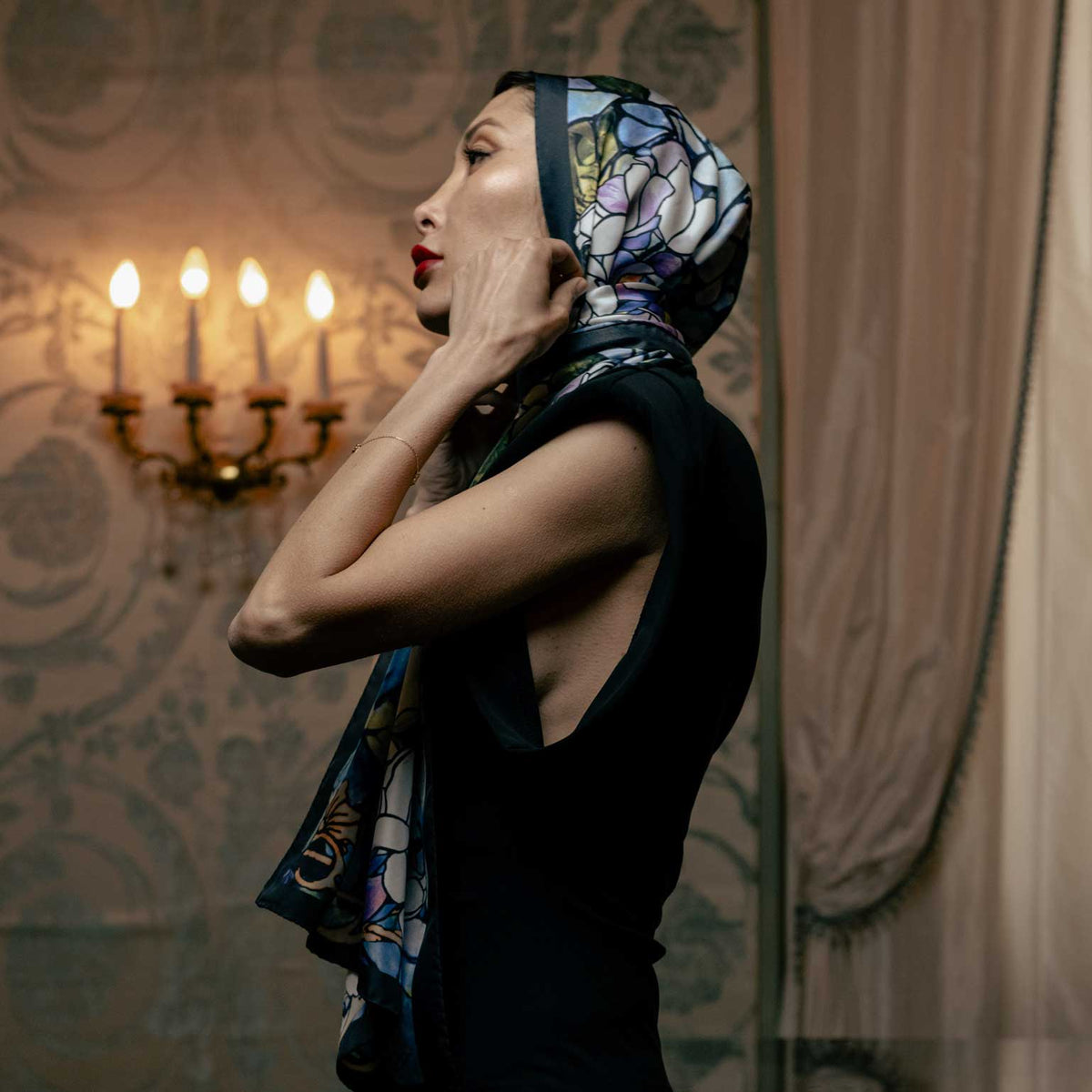 Italian designer luxury silk long scarf