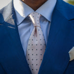 Luxury pink polkadot handmade Italian silk tie