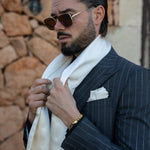 Luxury men's white Italian silk satin opera tuxedo scarf
