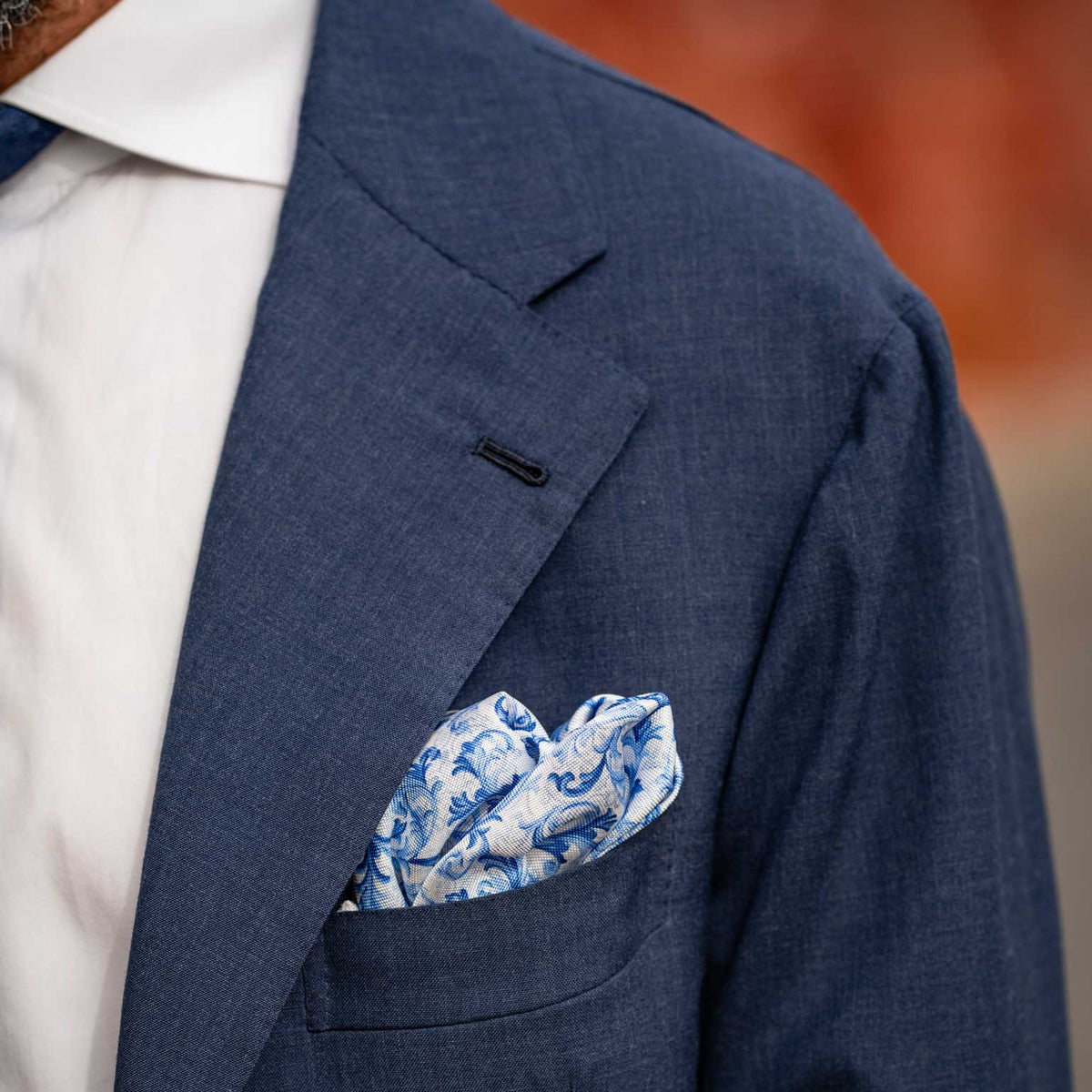Men's luxury hand rolled silk pocket square double sided print