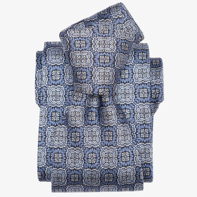 Luxury handmade blue Italian silk necktie