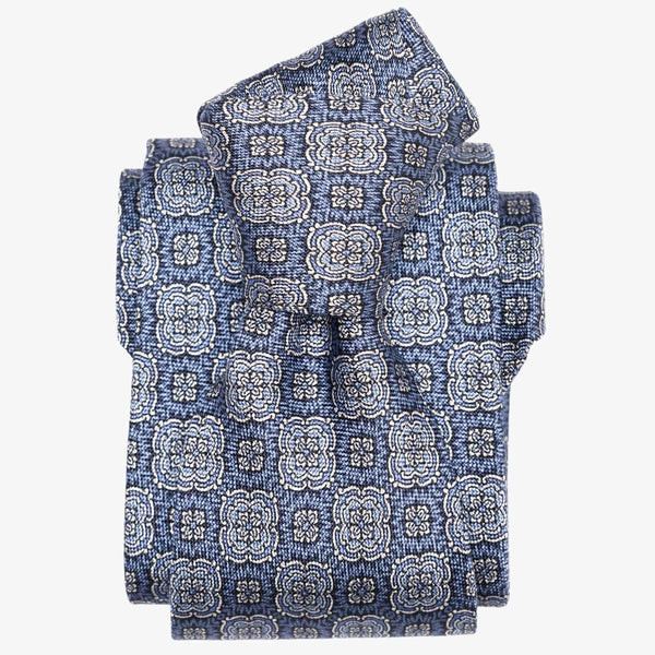 Luxury handmade blue Italian silk necktie