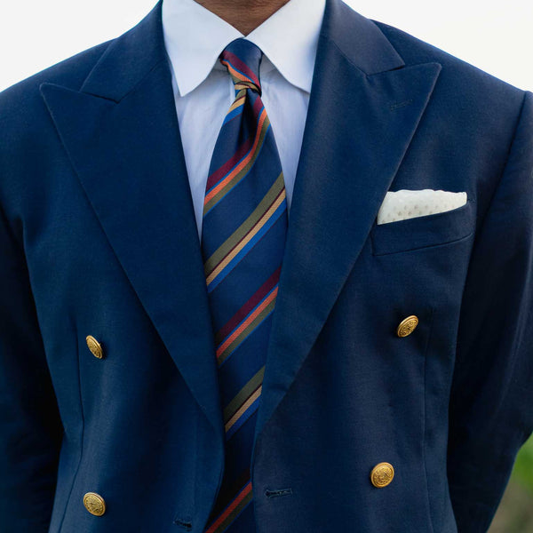 【RRL】sfoderato silk necktie イタリア製 Italian Silk Tie - Navy Stripes