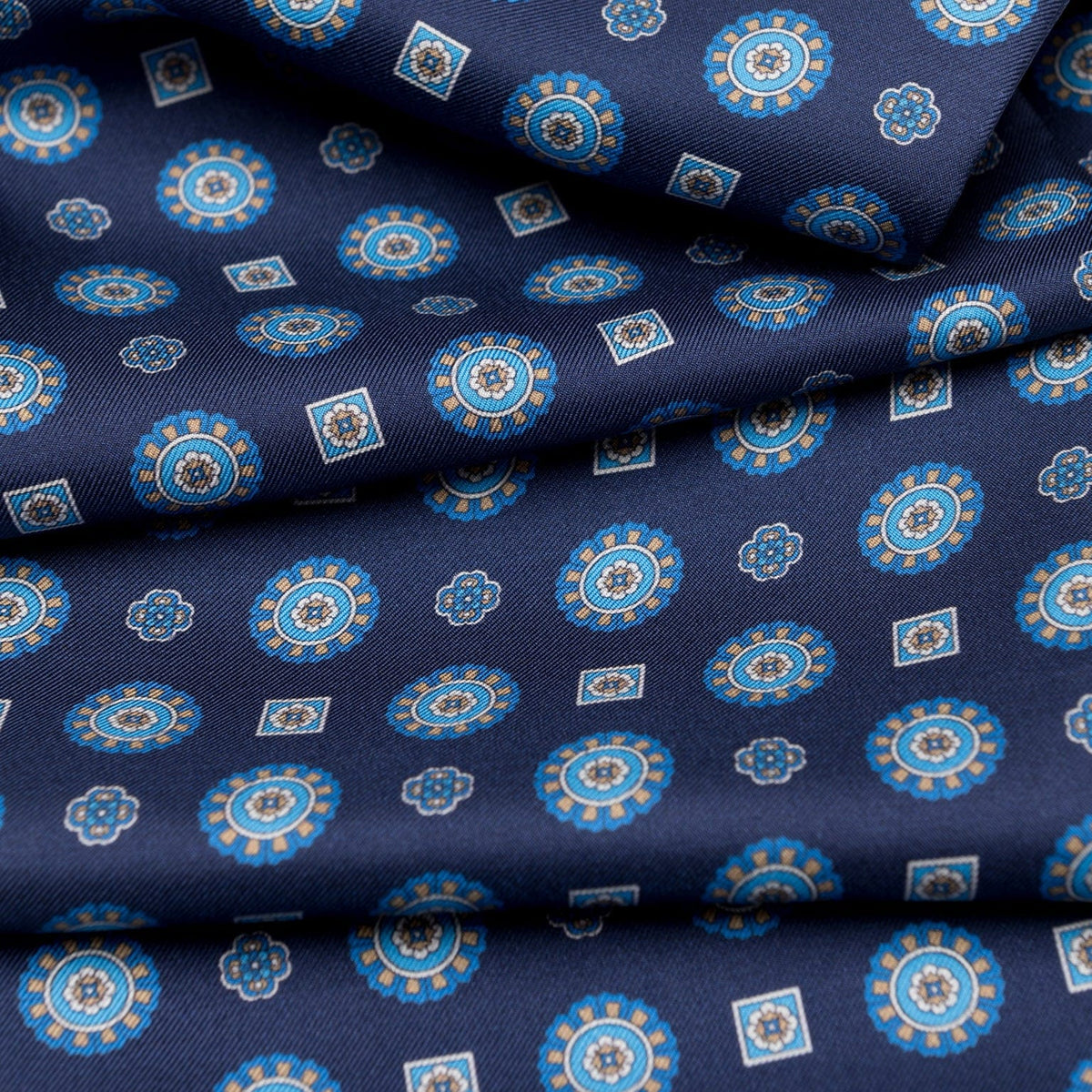 Mens Blue Italian Slim Silk Scarf
