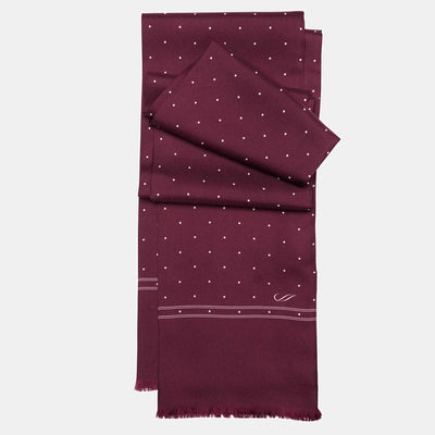 Mens Burgundy Polka Dot Silk Scarf - Italian