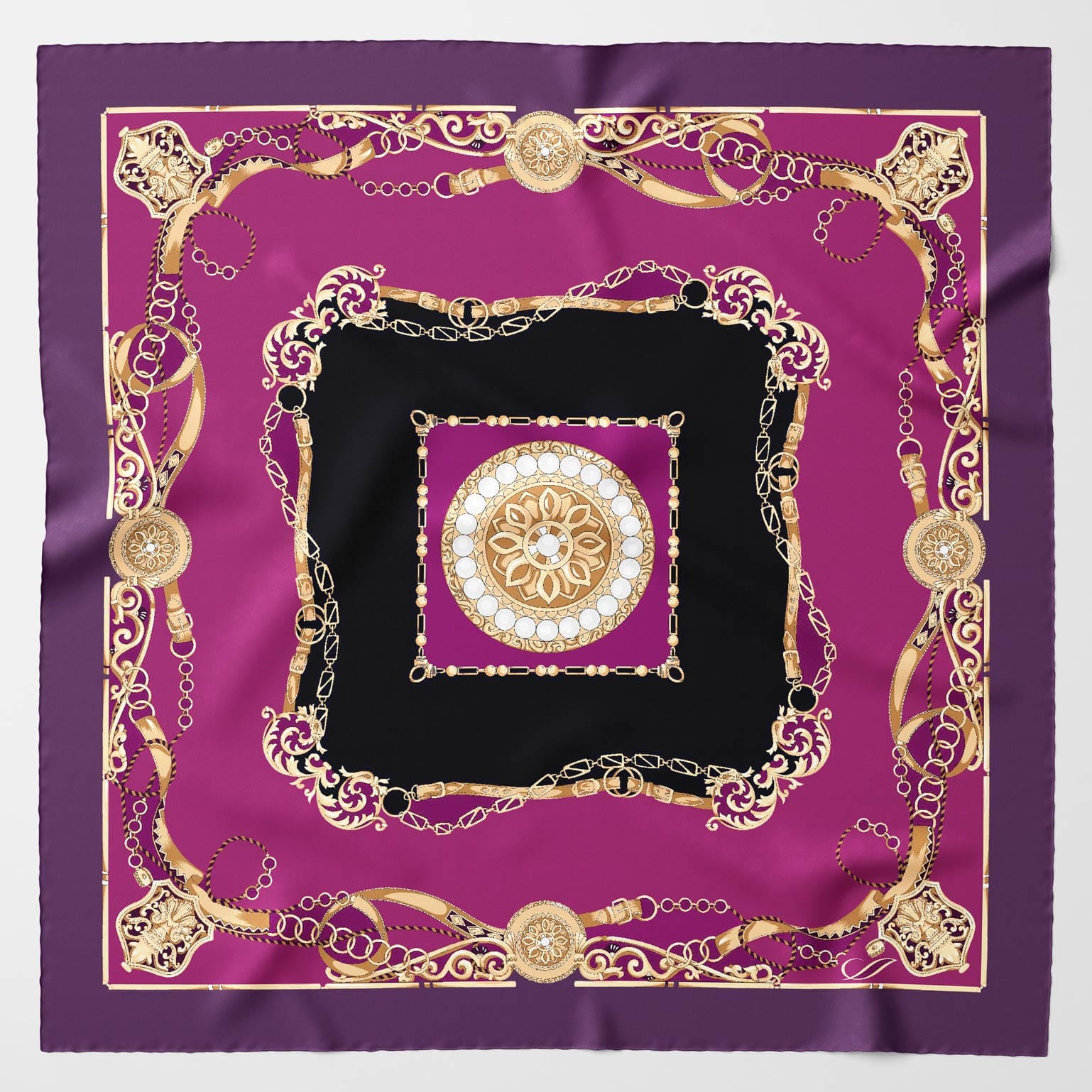 Plum Silk Large Pocket Square - Hand Rolled