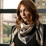 Silk satin equestrian print Italian silk scarf