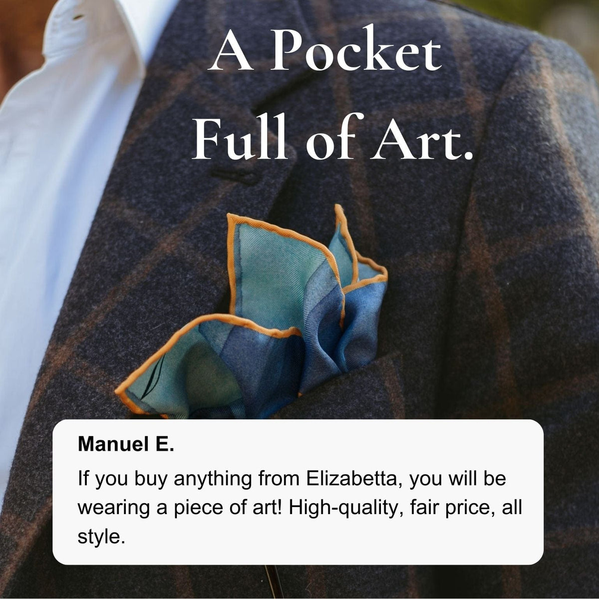 Large hand-rolled luxury silk pocket square