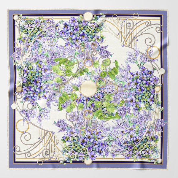 Purple Lilac Watercolor Silk Square Scarf