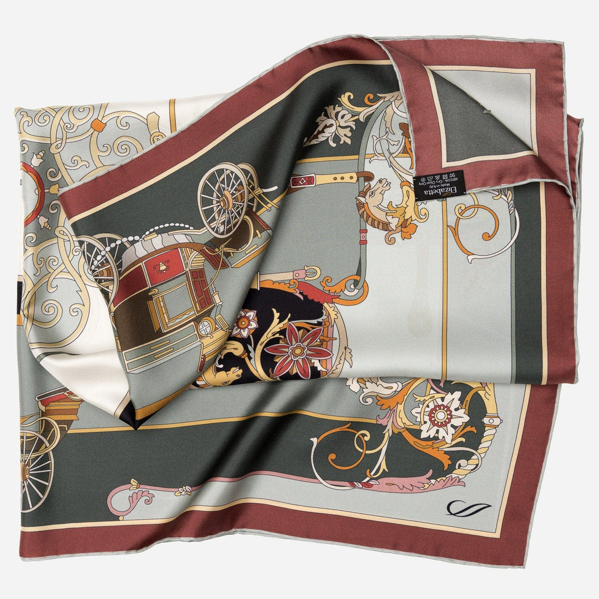 Women's Italian Green Silk Square Scarf