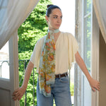 Women's Aqua Italian Long Silk Scarf