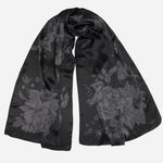 Black Floral Silk Evening Shawl
