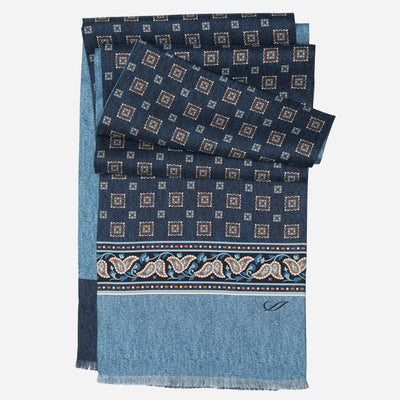 Men's Blue Italian Silk Scarf