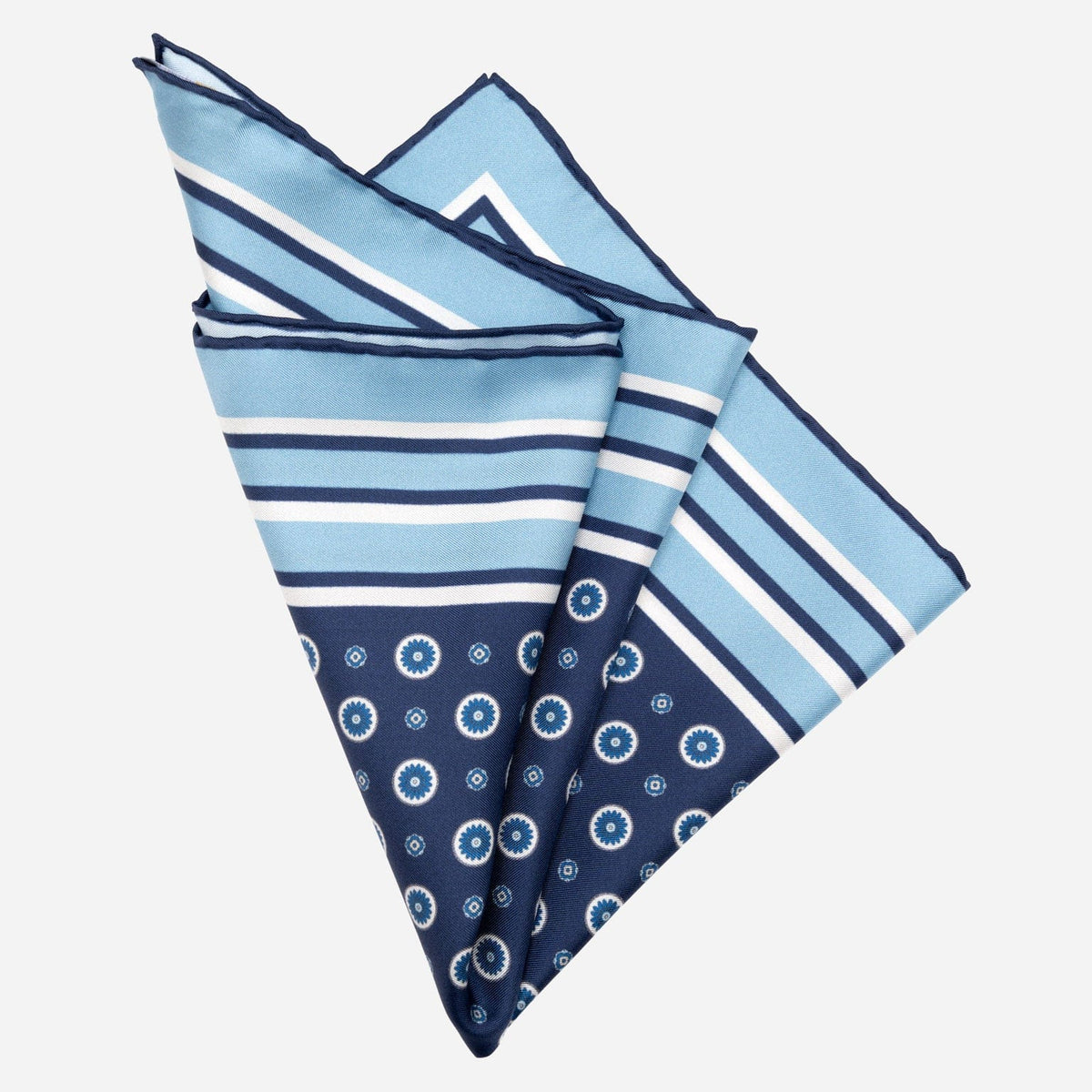 Blue Large Silk Italian Pocket Square