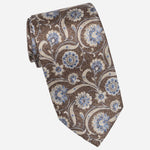 Handmade Brown Floral Italian Silk Tie