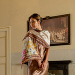Italian Brown Floral Long Silk Scarf