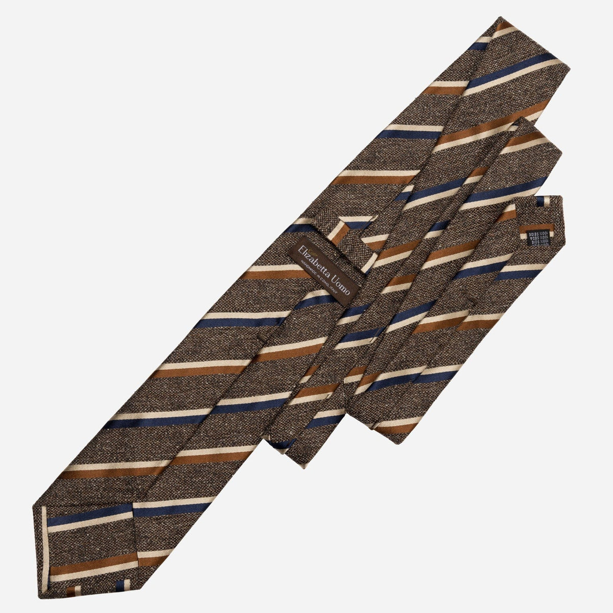 Oak Brown Striped Italian Handmade Silk Tie