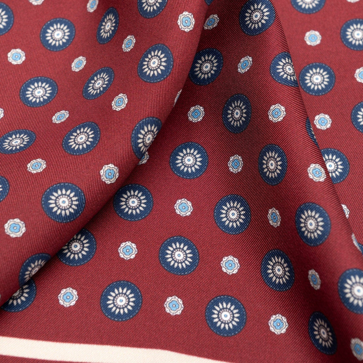 Burgundy & Navy Silk Italian Pocket Square