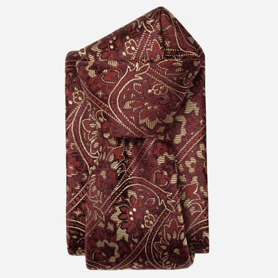 Handmade Italian Burgundy Floral Silk Tie