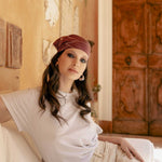 Women's burgundy Italian silk neckerchief small square scarf