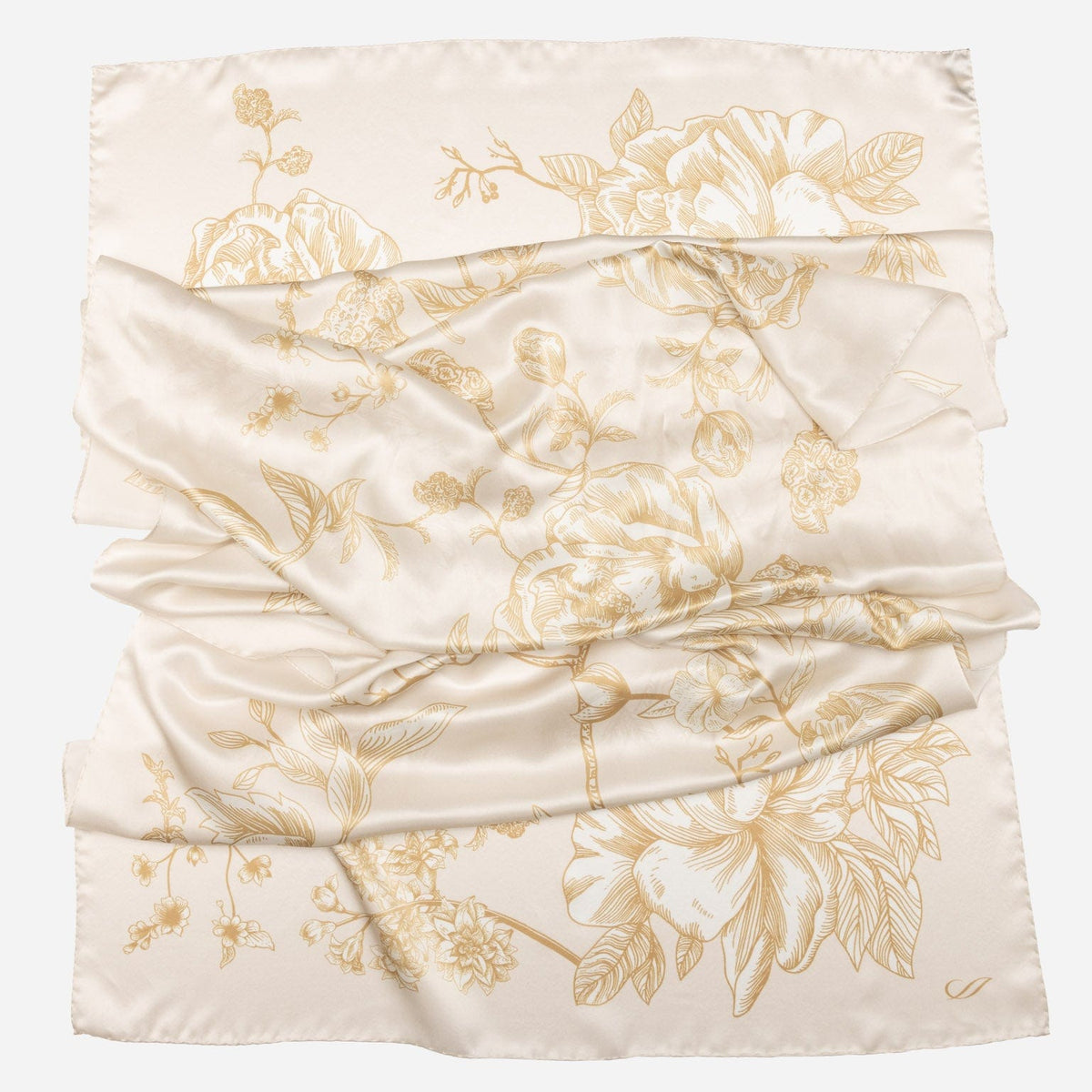 Champagne Floral Silk Evening Shawl