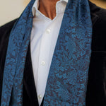 Italian Designer Dark Blue Silk Scarf