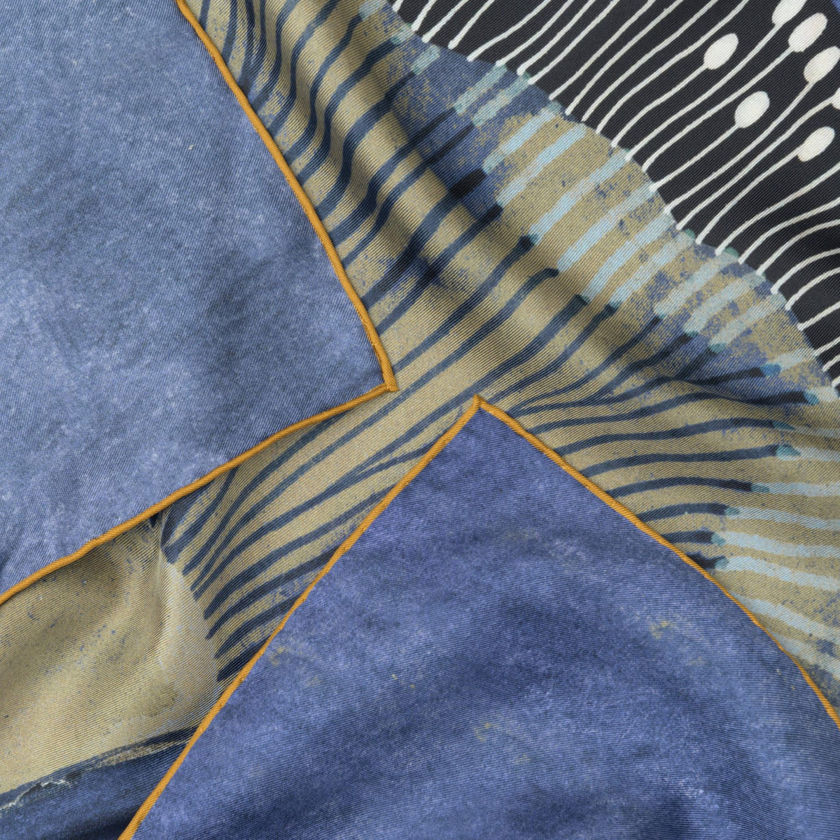 Italian Square Silk Art Scarf - Blue
