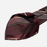Italian Handmade Burgundy Striped Silk Tie