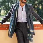 Blue Designer Italian Wool Scarf