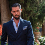 Luxury Italian hand rolled large silk double-sided pocket square for men