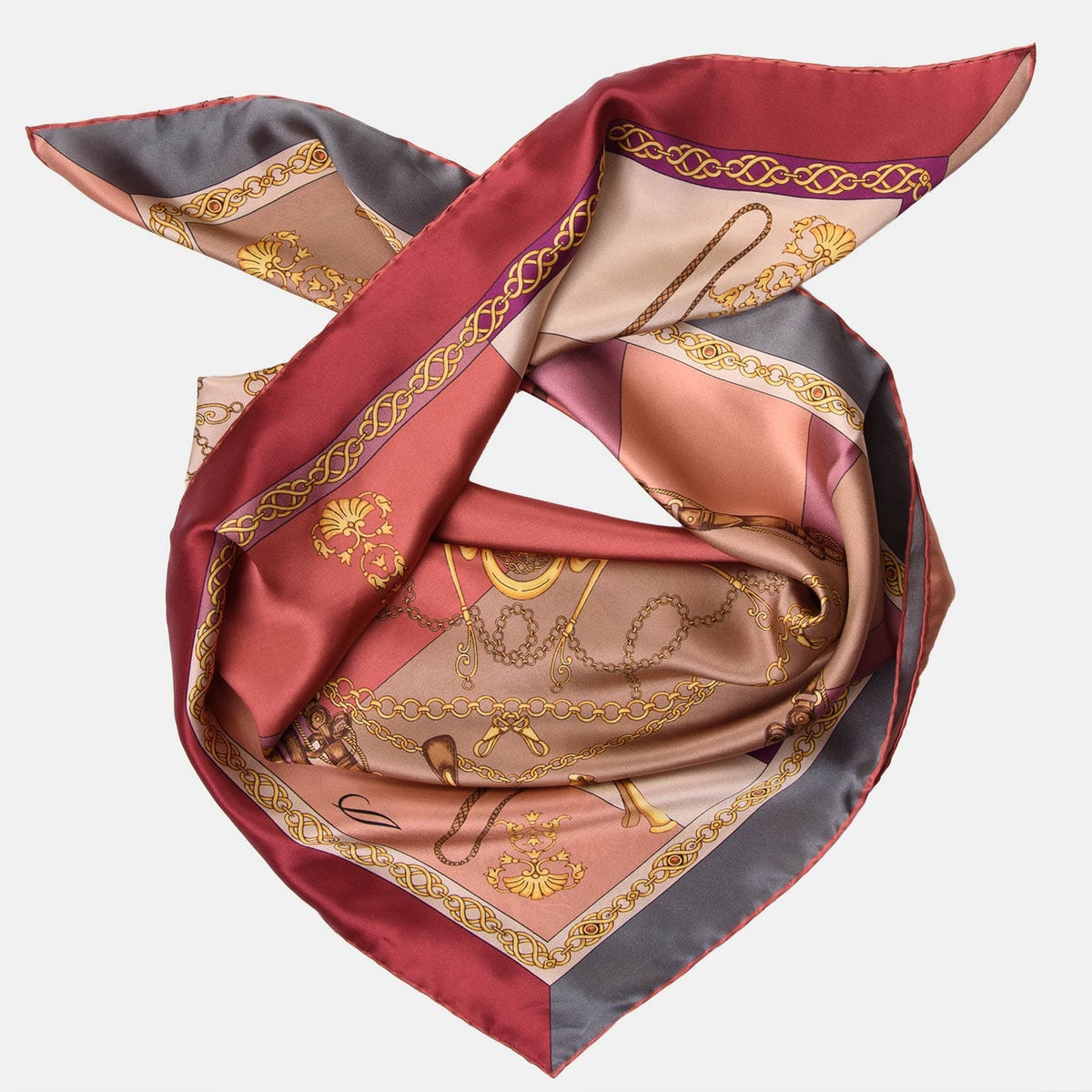 Italian Silk Satin Equestrian Scarf - Rose
