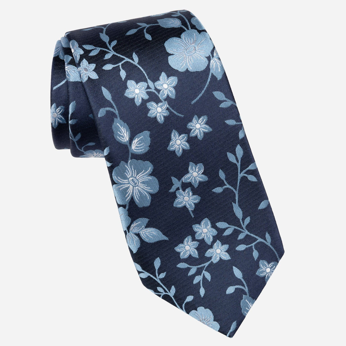 Navy Floral Italian Silk Jacquard Tie