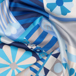 Women's Silk Bandana Geometric Blue