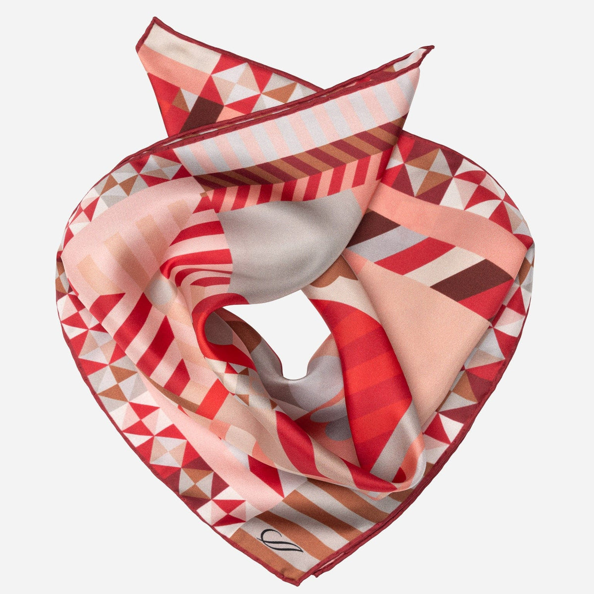 Women's Silk Bandana Geometric Red