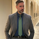 Green Italian silk handmade necktie