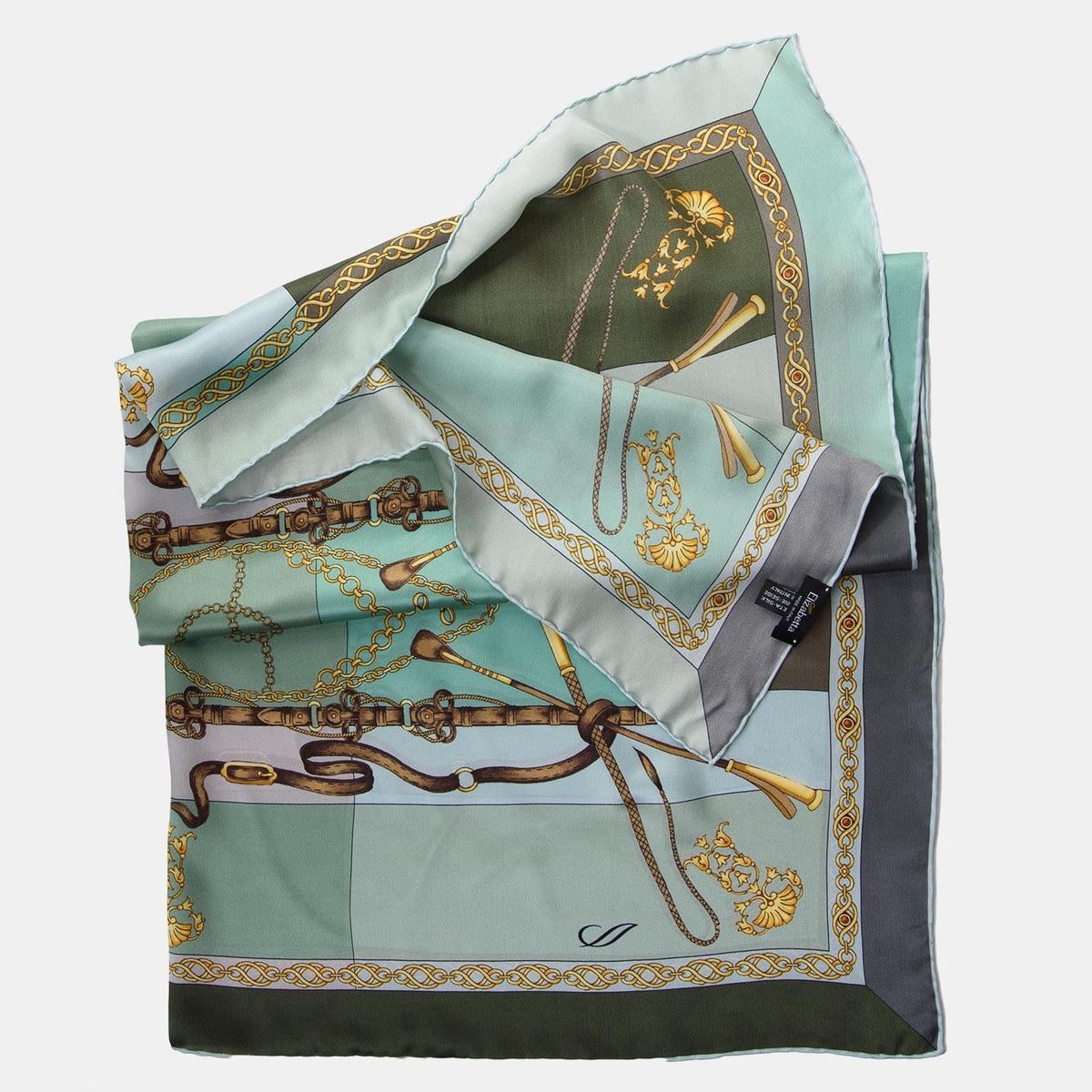 womens luxury green equestrian italian silk scarf