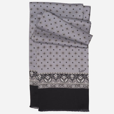 Italian Designer Men's Grey Silk Scarf