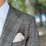 Handmade grey and bronze floral silk pocket square