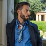 Blue Italian Designer Silk Neckerchief